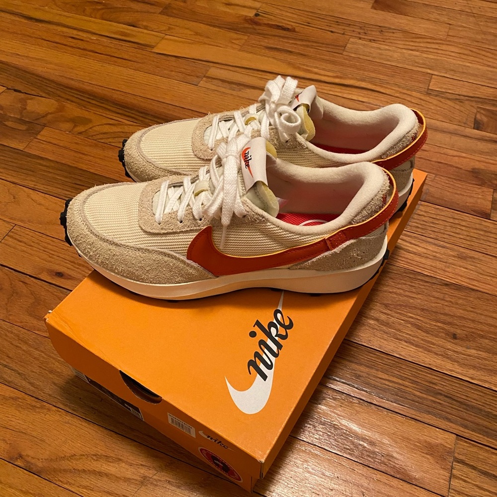 Nike Waffle Debut VNTG Cream and Orange Sneakers